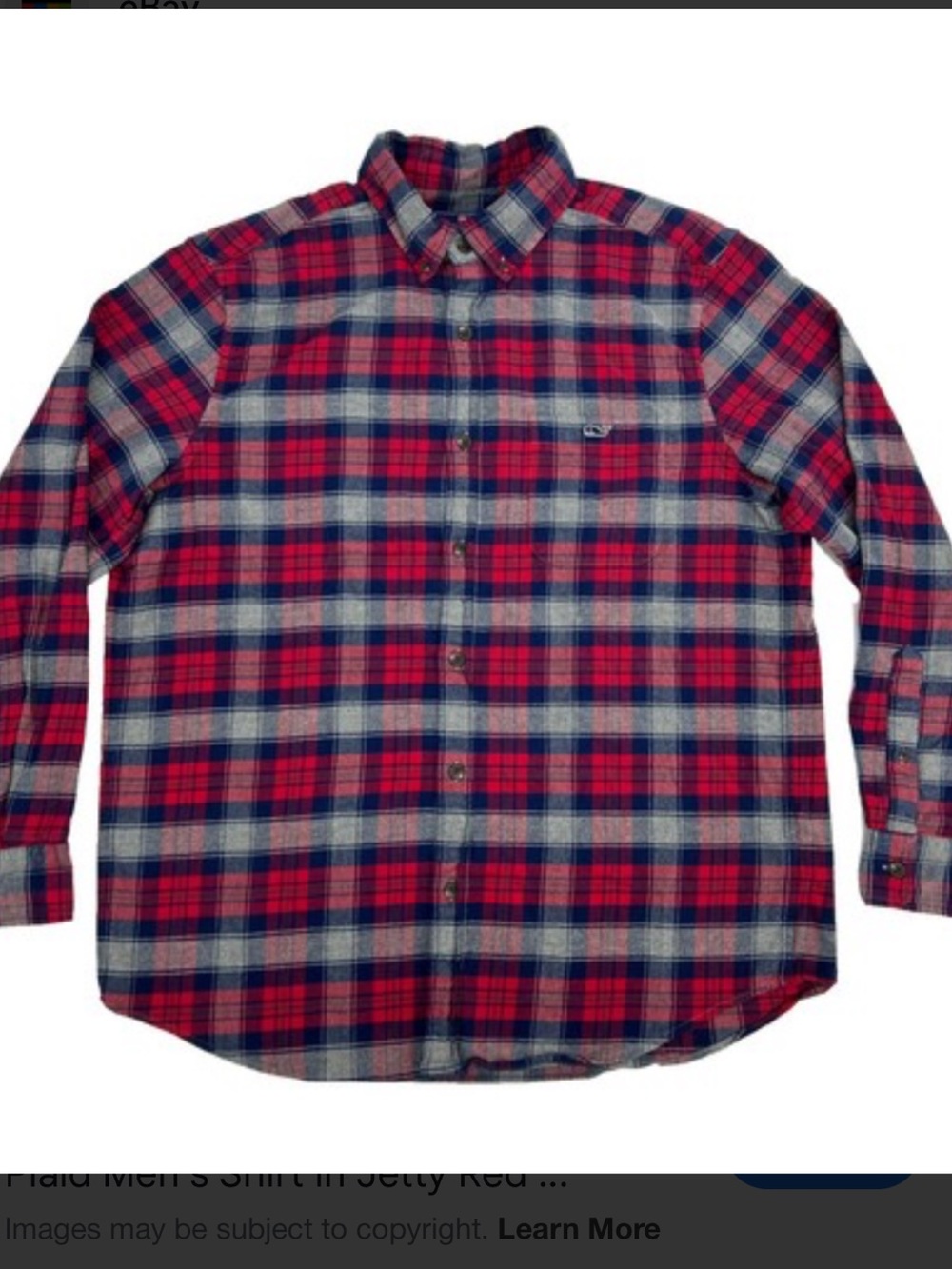 Vineyard Vines Red and Navy Plaid Button-Down Shirt